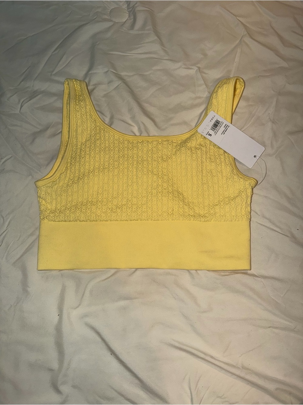 Yogalicious Light Yellow Textured Crop Tank